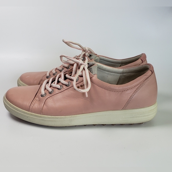 Ecco Women's Pink Leather Lace Up Sneaker Size 41 - Picture 1 of 16